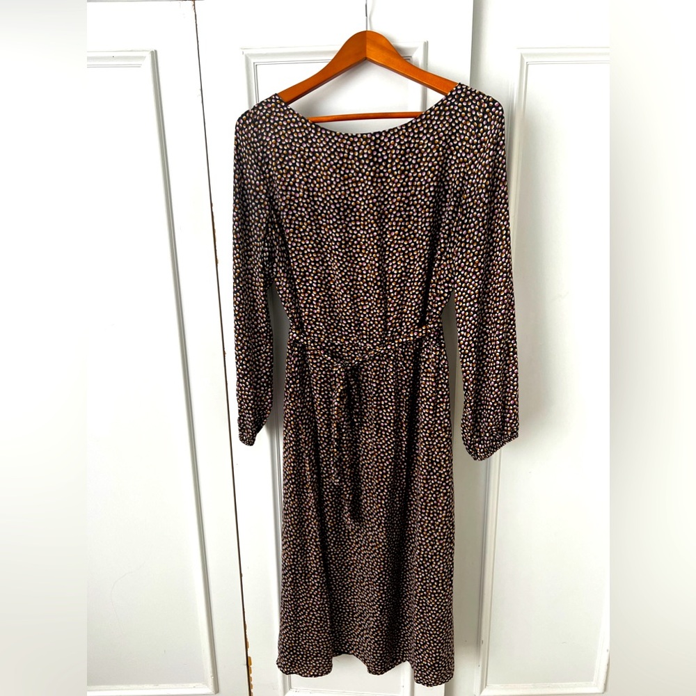 Ann Taylor belted midi dress in silky georgette. Size 14